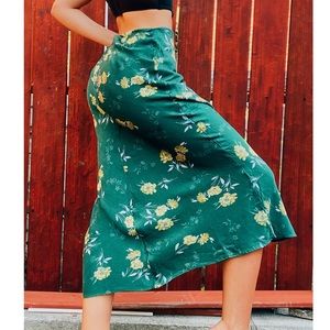 Urban outfitters long green floral skirt